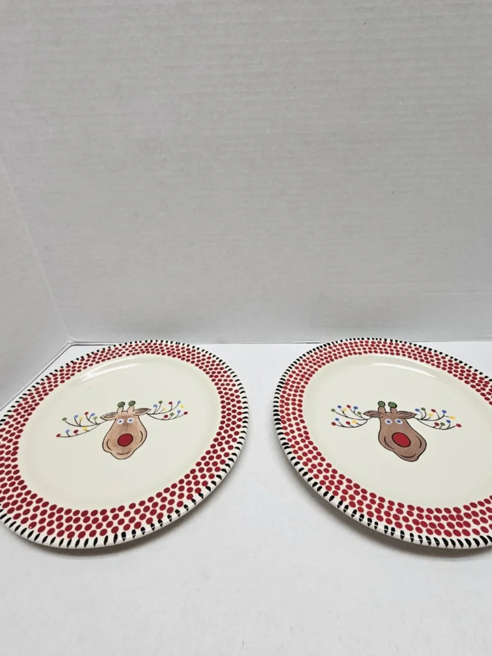 1 Caffco Simply Christmas Deer w Holiday Lights Plate 9” M Bagwell Rare #2